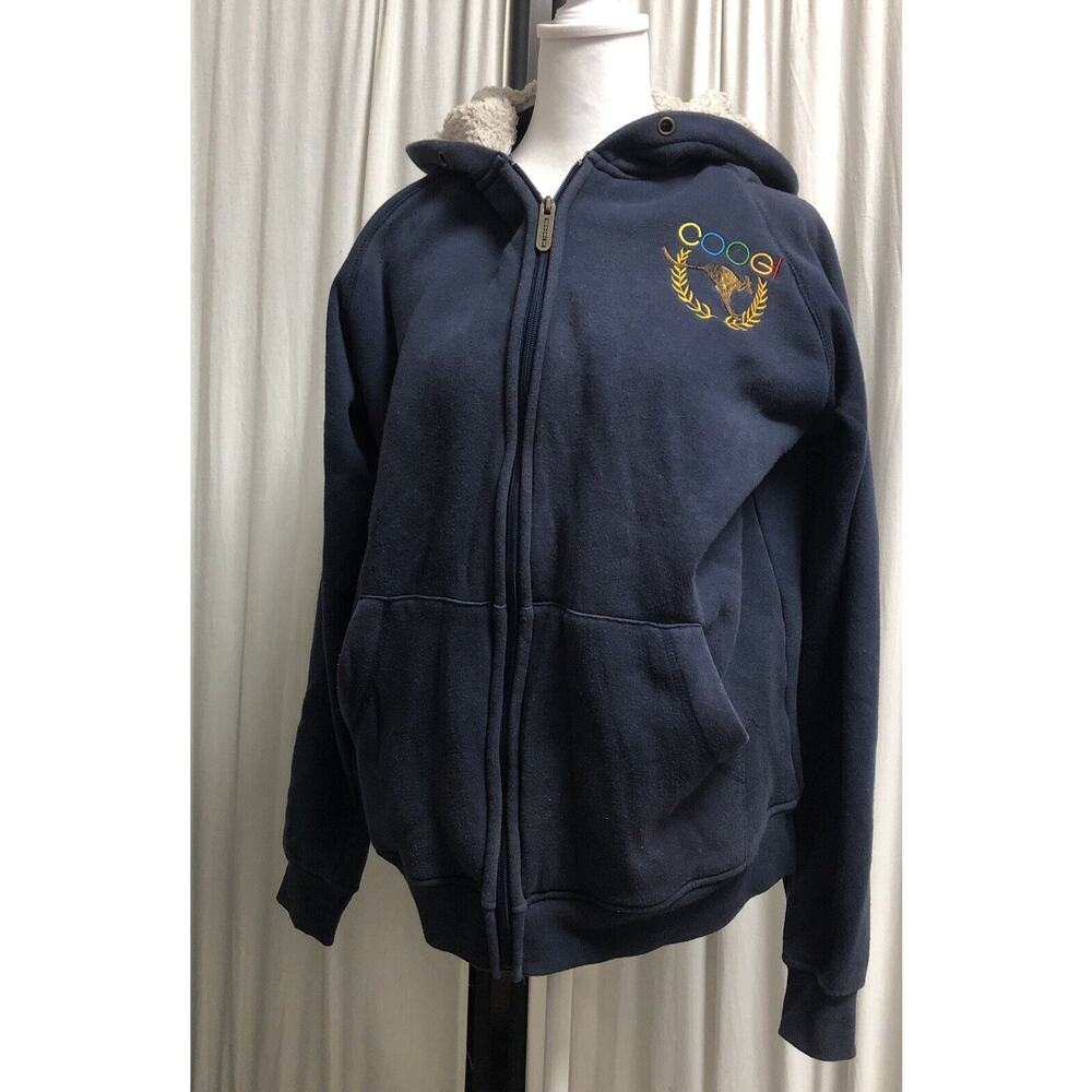 Vintage COOGI CG Australian LG Men’s Blue Embroidered Hoodie Full Zip Read